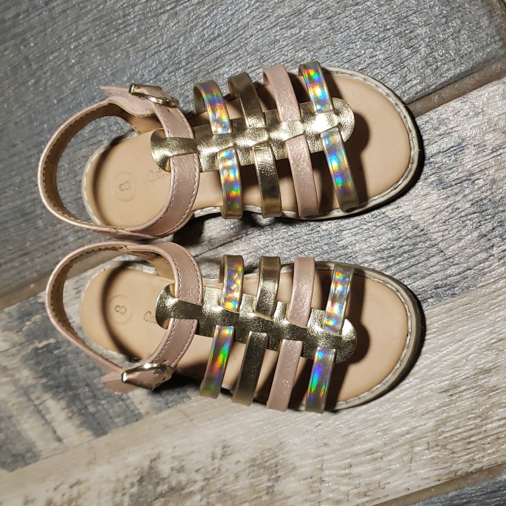 Used Cat & Jack gold sandal size 8 toddler